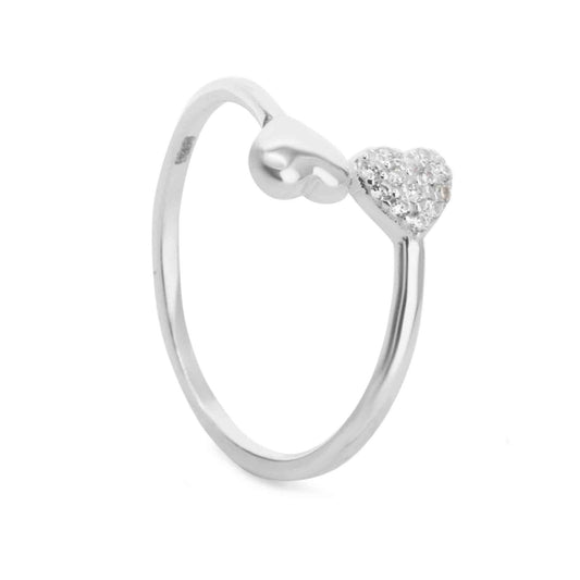 Anillo de Plata 925 Doble Corazón Punta de Circones y Liso