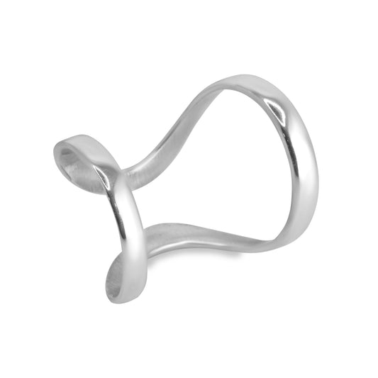 Anillo de Plata 925 Estilo Banda Alta Abierta