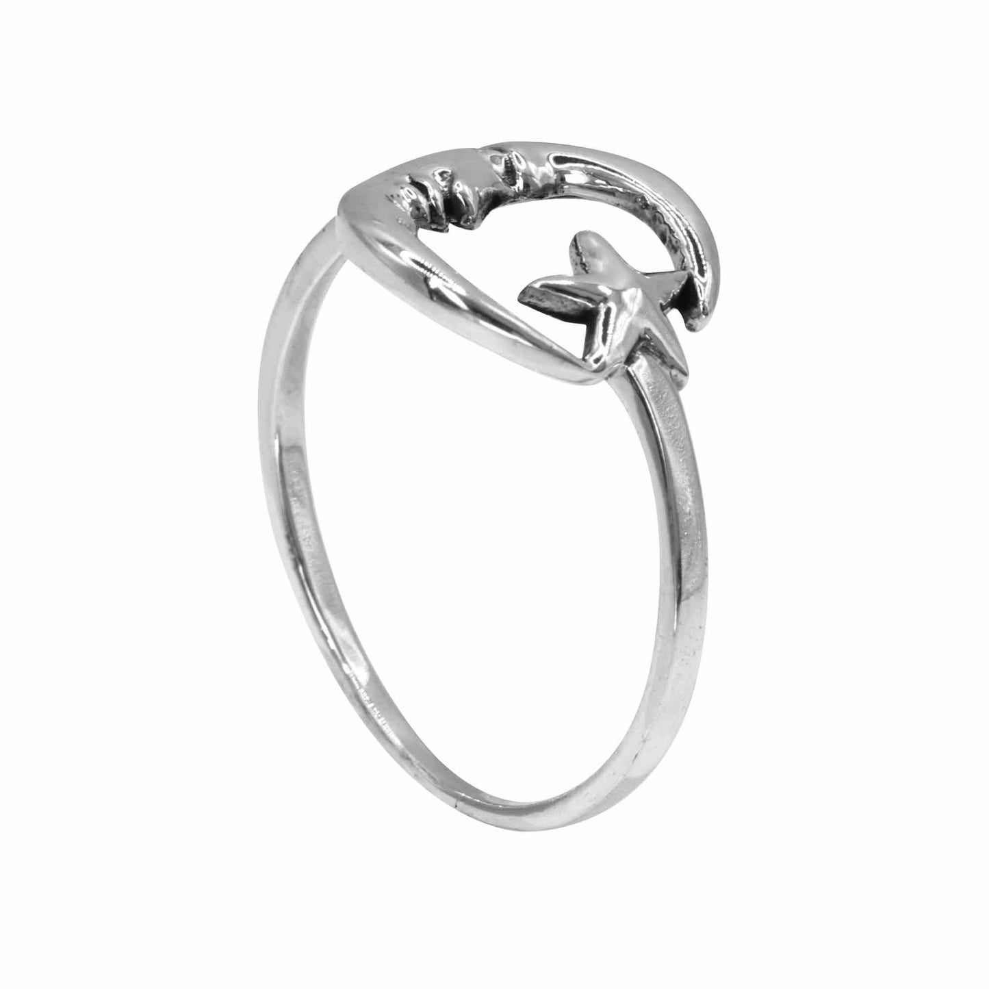 Anillo de Plata 925 Luna Estrellada