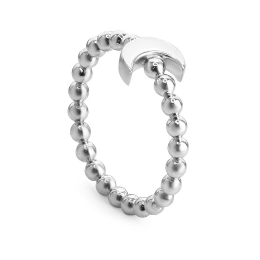 Anillo de Plata 925 Modelo Esferas Lisas con Luna