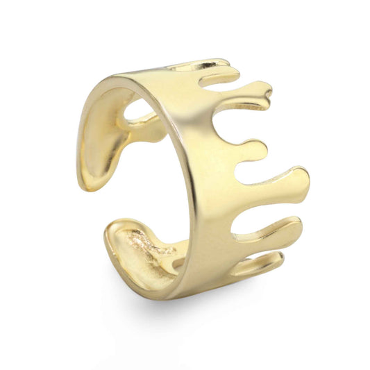 Anillo Enchapado en Oro Abierto con Diseño Corona Irregular