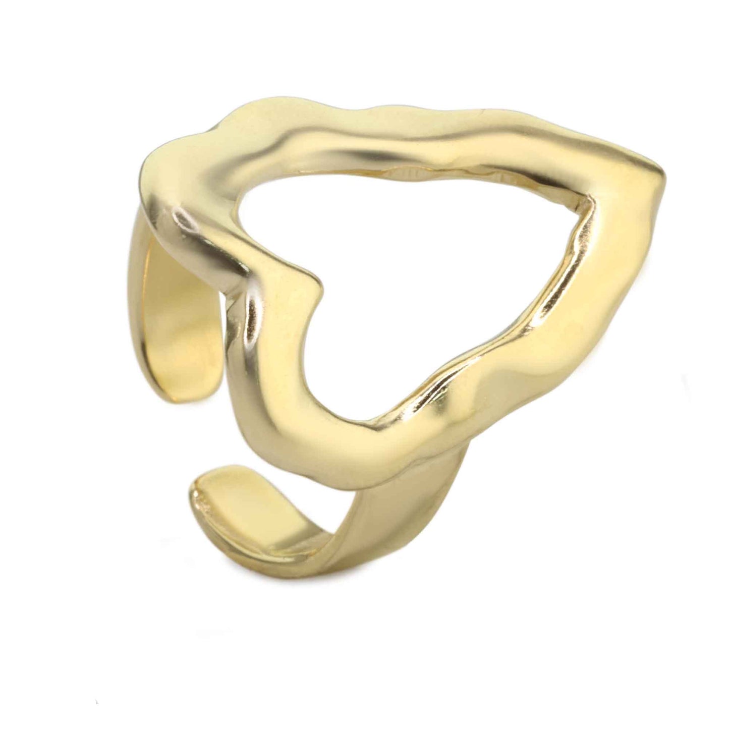 Anillo Enchapado en Oro Diseño Abierto con Figura Corazón