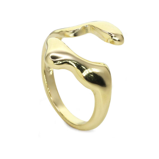 Anillo Enchapado en Oro Diseño Asimétrico