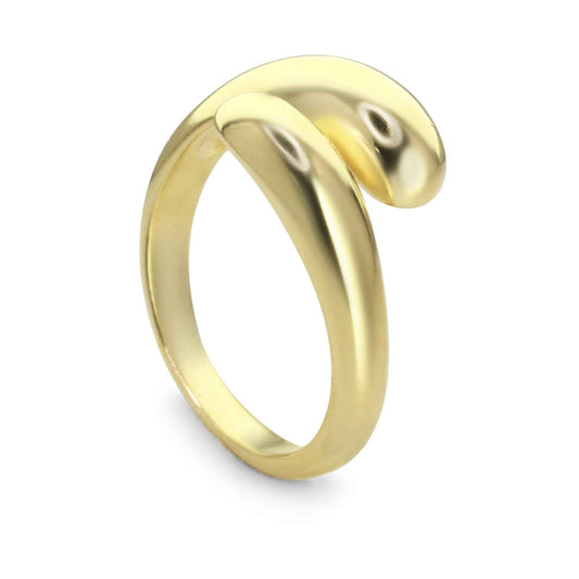 Anillo Enchapado en Oro Diseño Gota Semi Abierto
