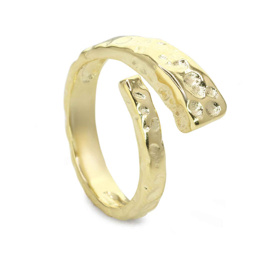 Anillo Enchapado en Oro Estilo Semi Abierto Martillado