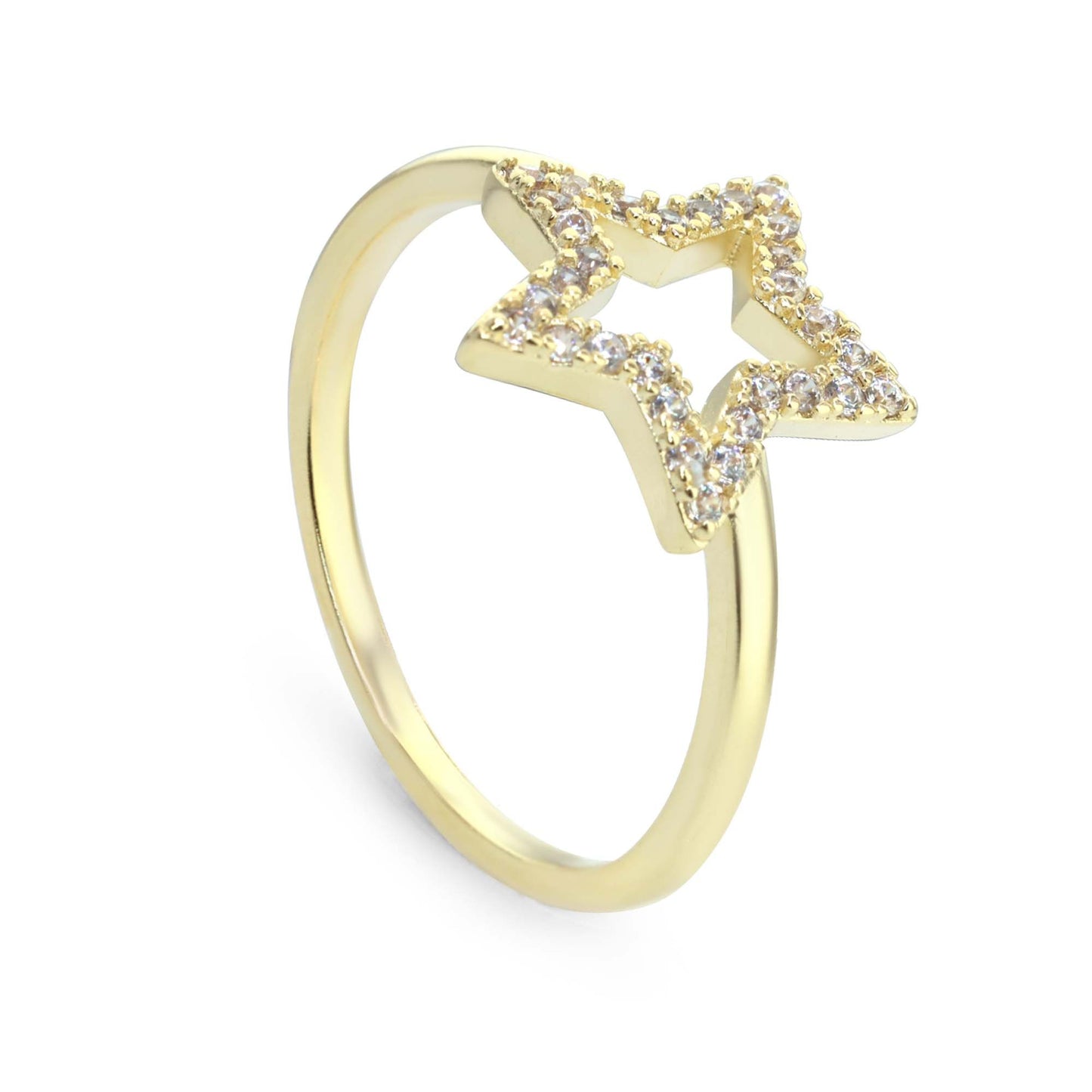 Anillo Enchapado en Oro Modelo Estrella con Circones