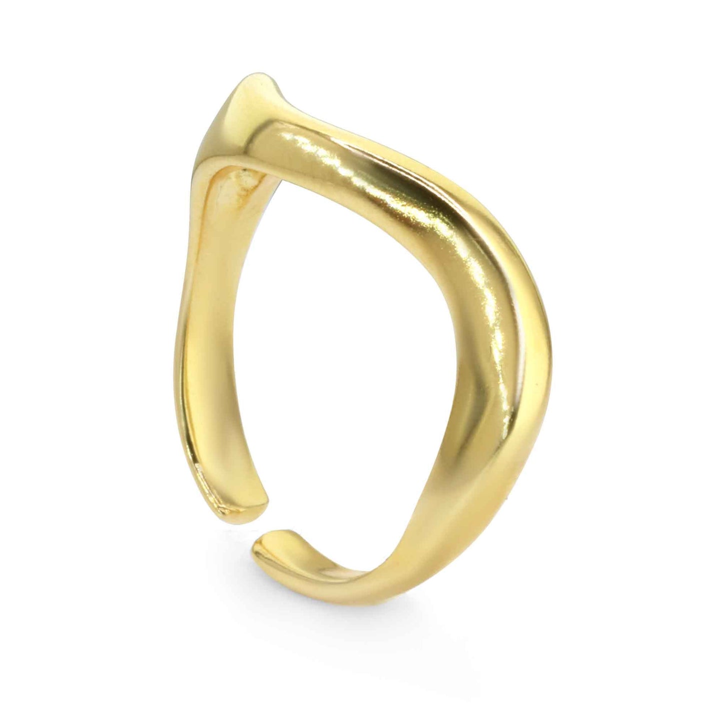 Anillo Enchapado en Oro Semi Abierto Irregular Textura Lisa