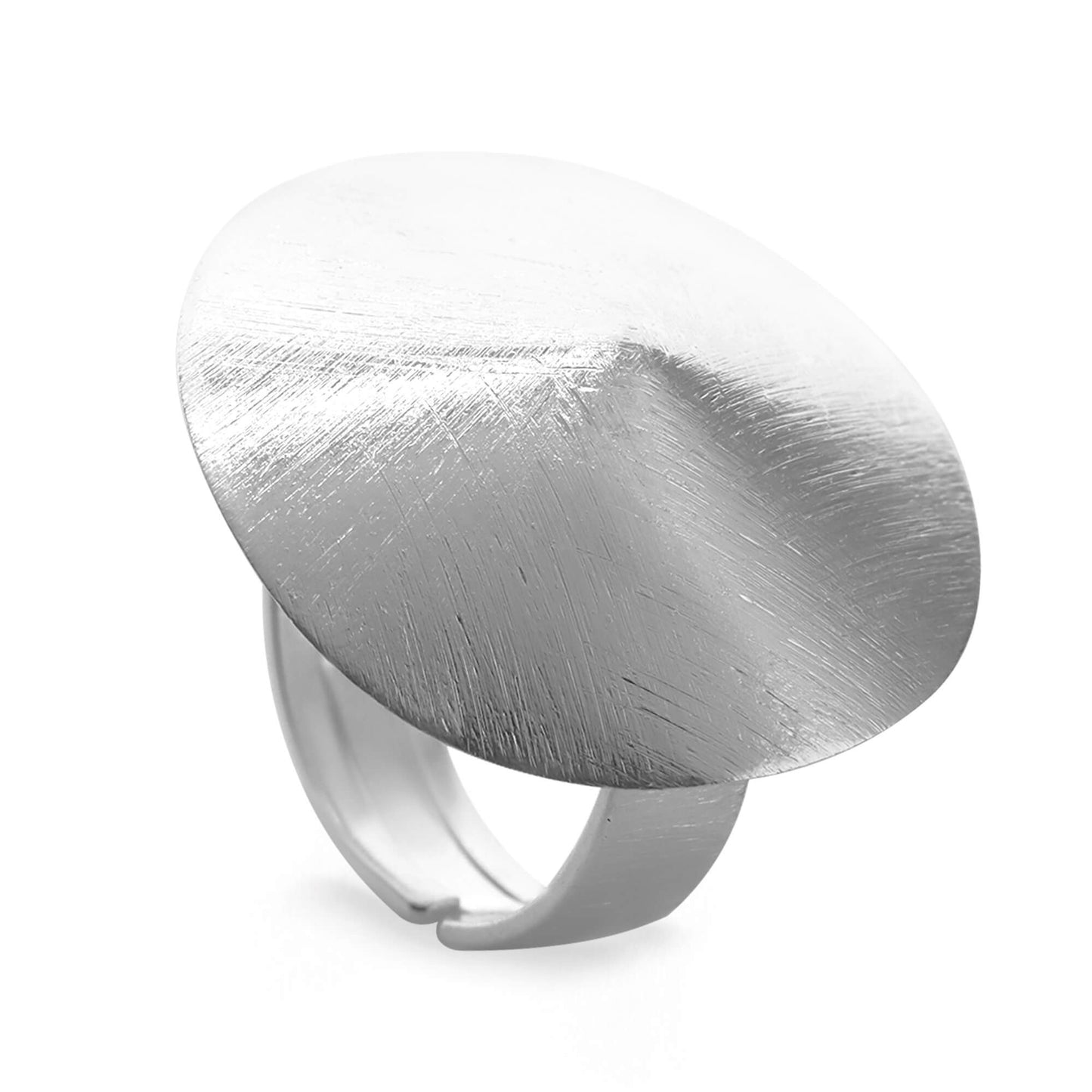 Anillo Enchapado en Plata Diseño Placa Satinada , Ajustable