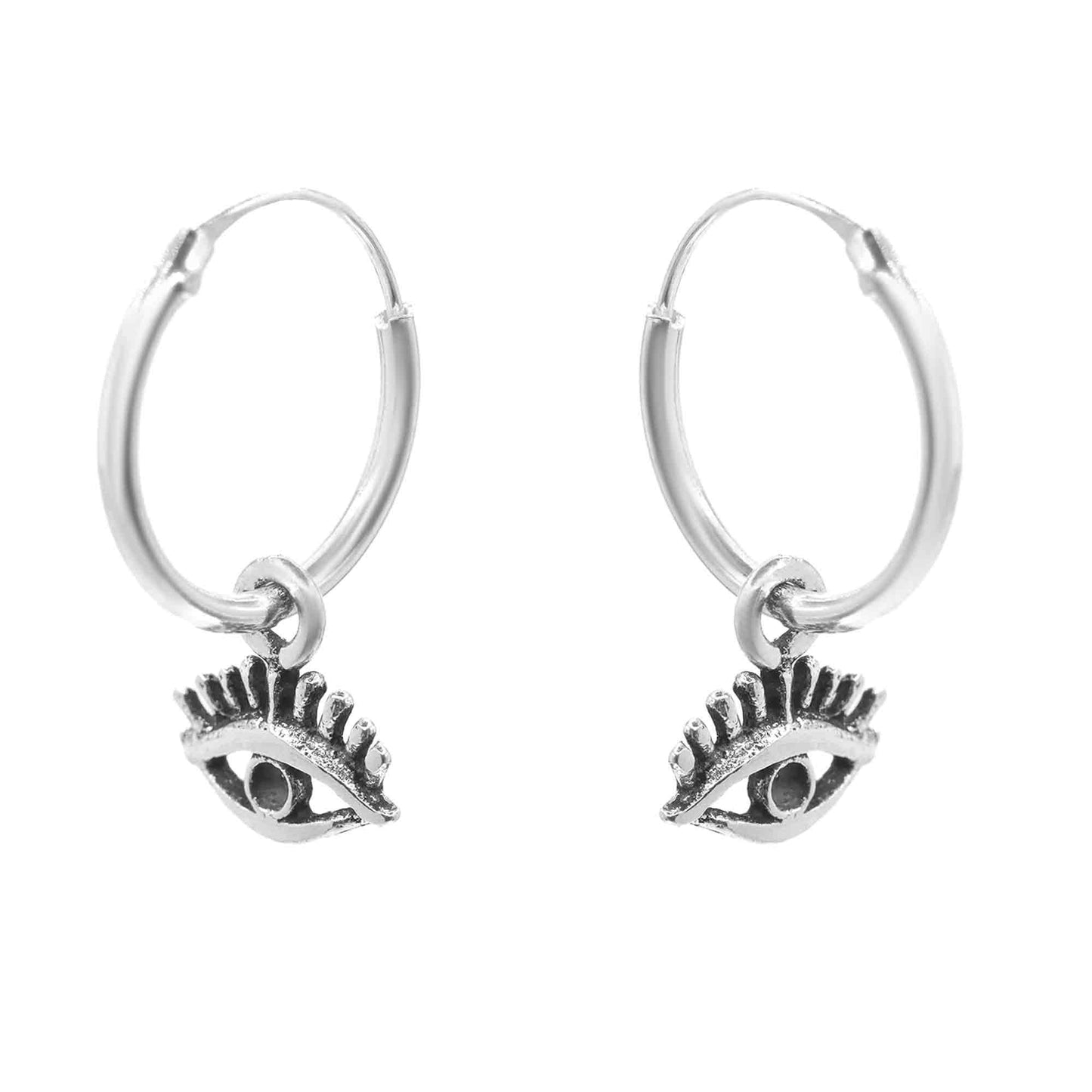 Aros de Plata 925 Argolla con Colgante Ojo Turco