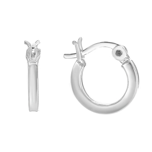 Aros de Plata 925 Argollas Biseladas con Broche Criollo