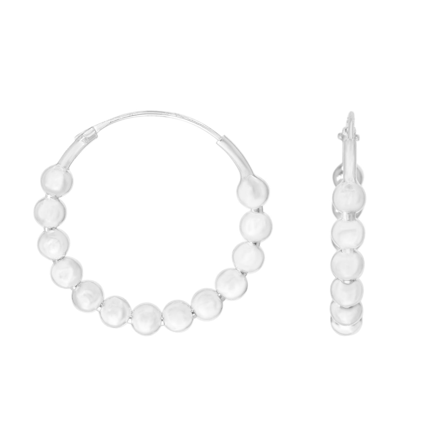 Aros de Plata 925 Argollas Diseño con Esferas