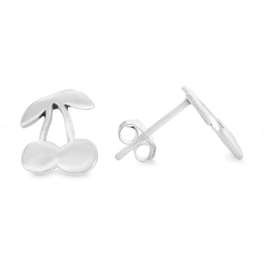 Aros de Plata 925 Cereza Diseño Liso