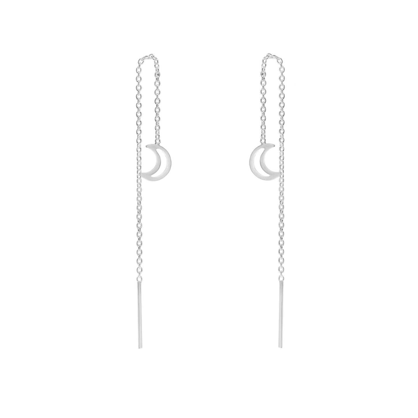 Aros de Plata 925 Diseño Cadena con Luna
