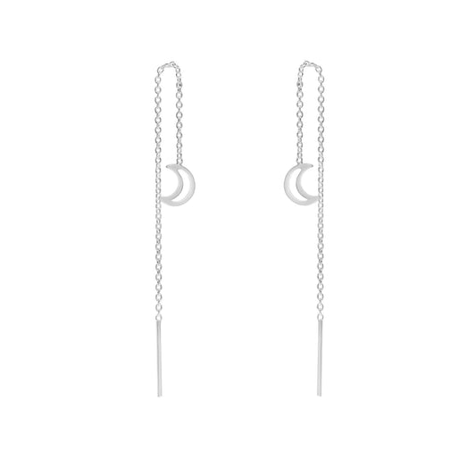 Aros de Plata 925 Diseño Cadena con Luna