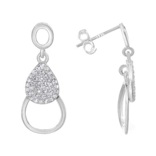 Aros de Plata 925 Diseño Gota de Circones con Silueta Gota