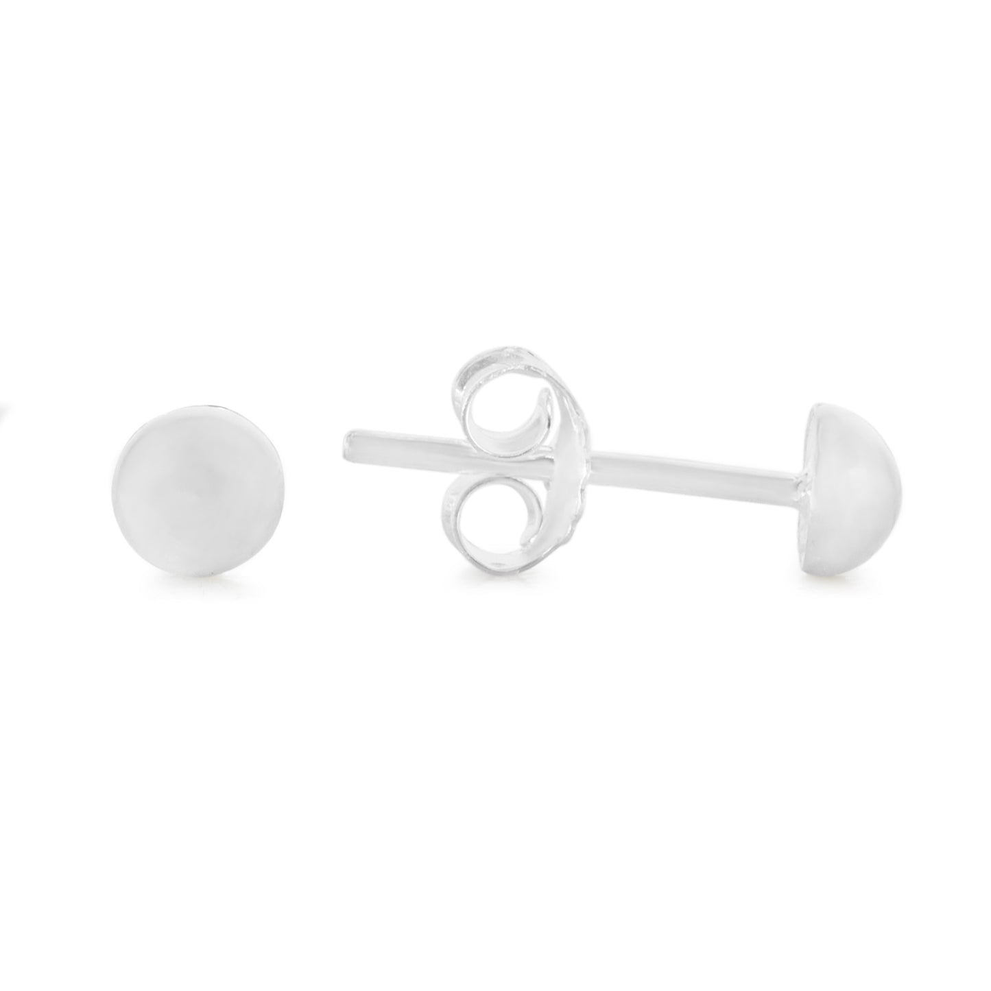 Aros de Plata 925 Diseño Media Esfera Lisa 4 mm