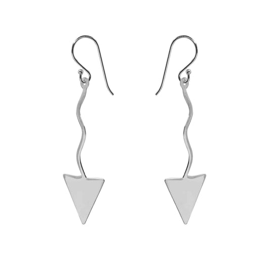 Aros de Plata 925 Diseño Onda Lisa y Triángulo Liso