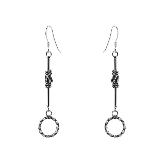 Aros de Plata 925 Diseño Tribal con Argolla Anudada Colgante