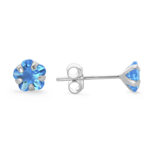 Aros de Plata 925 Flores Circón Celeste