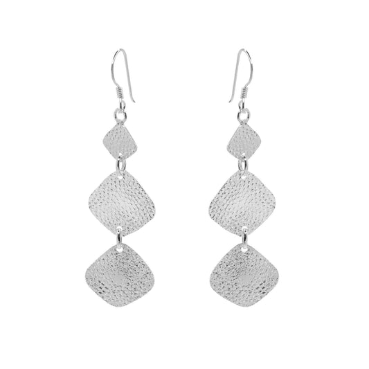 Aros de Plata 925 Modelo Placas con Textura en Caída