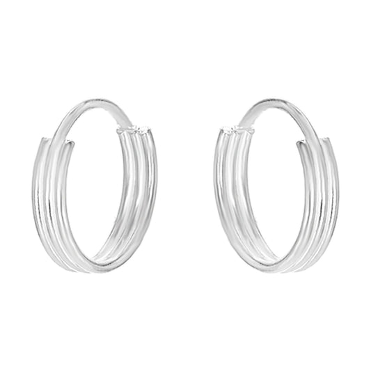 Aros de Plata 925 Piercing Argollas con Bandas 10 mm
