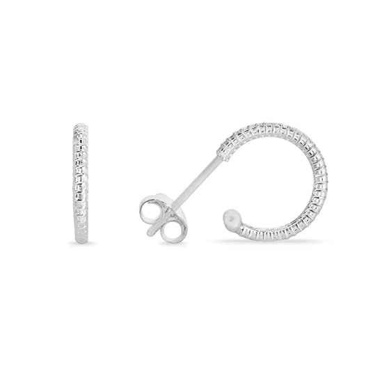 Aros de Plata 925 Semi Argollas Texturizada