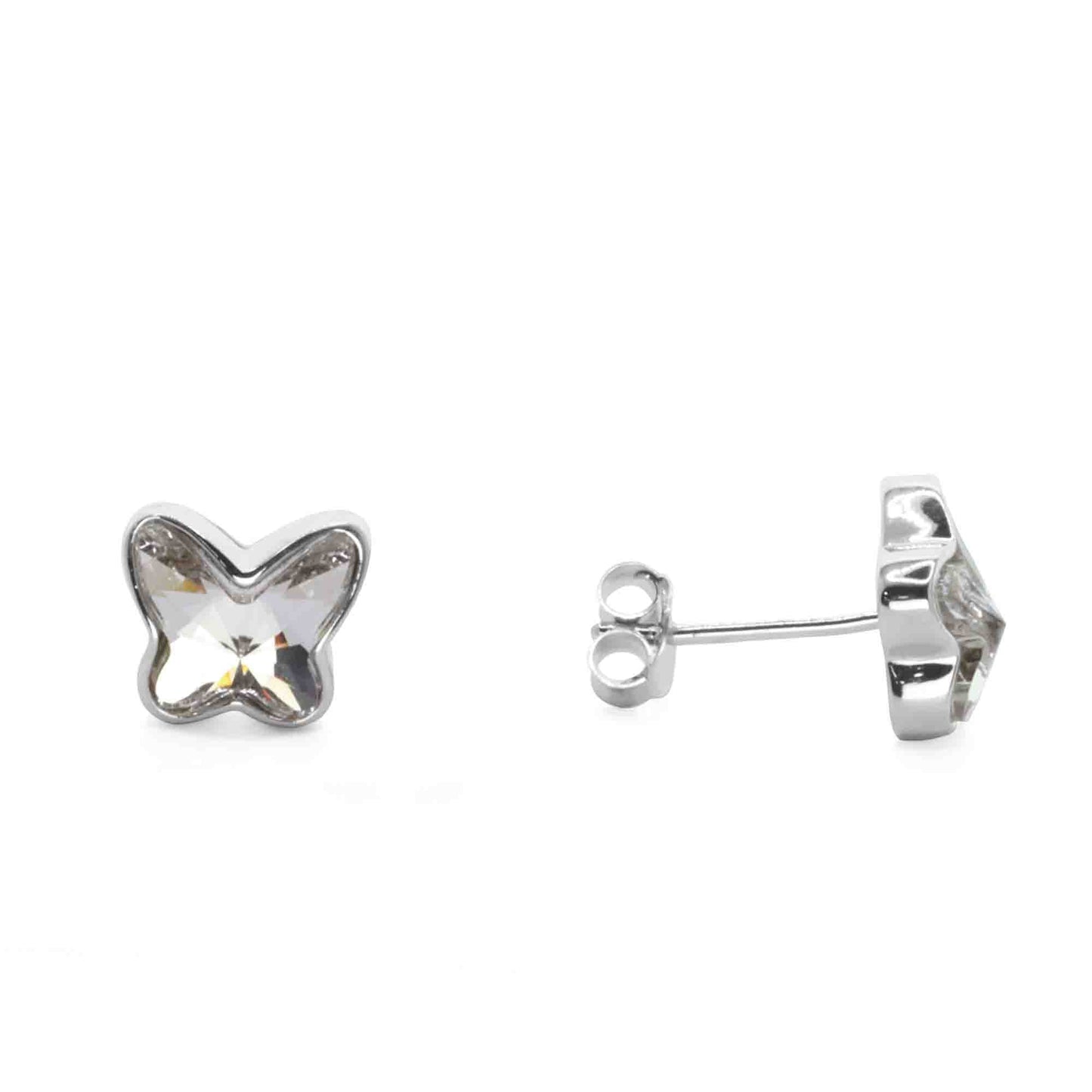 Aros de Plata 925 Swarovski Elements Mariposa Cristal