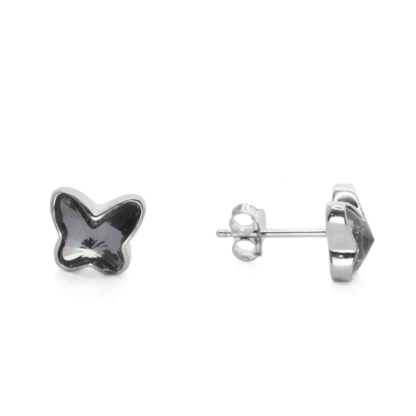 Aros de Plata 925 Swarovski Elements Mariposa Humo