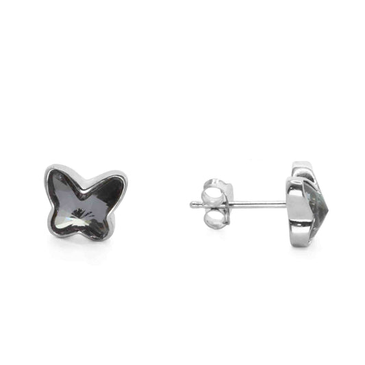 Aros de Plata 925 Swarovski Elements Mariposa Humo