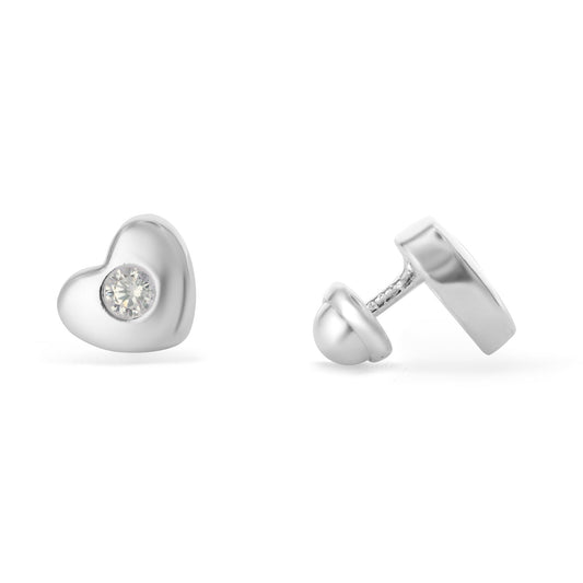 Aros de Plata 925 Tope Diseño Corazon con Circón