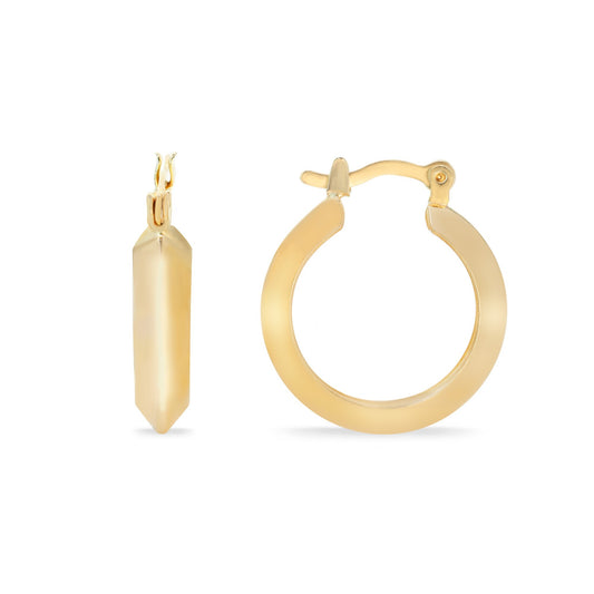 Aros Enchapado en Oro Argolla con Bordes Triangular