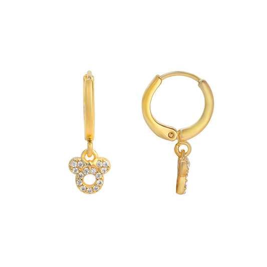 Aros Enchapado en Oro Argolla con Mickey Mouse con Circones