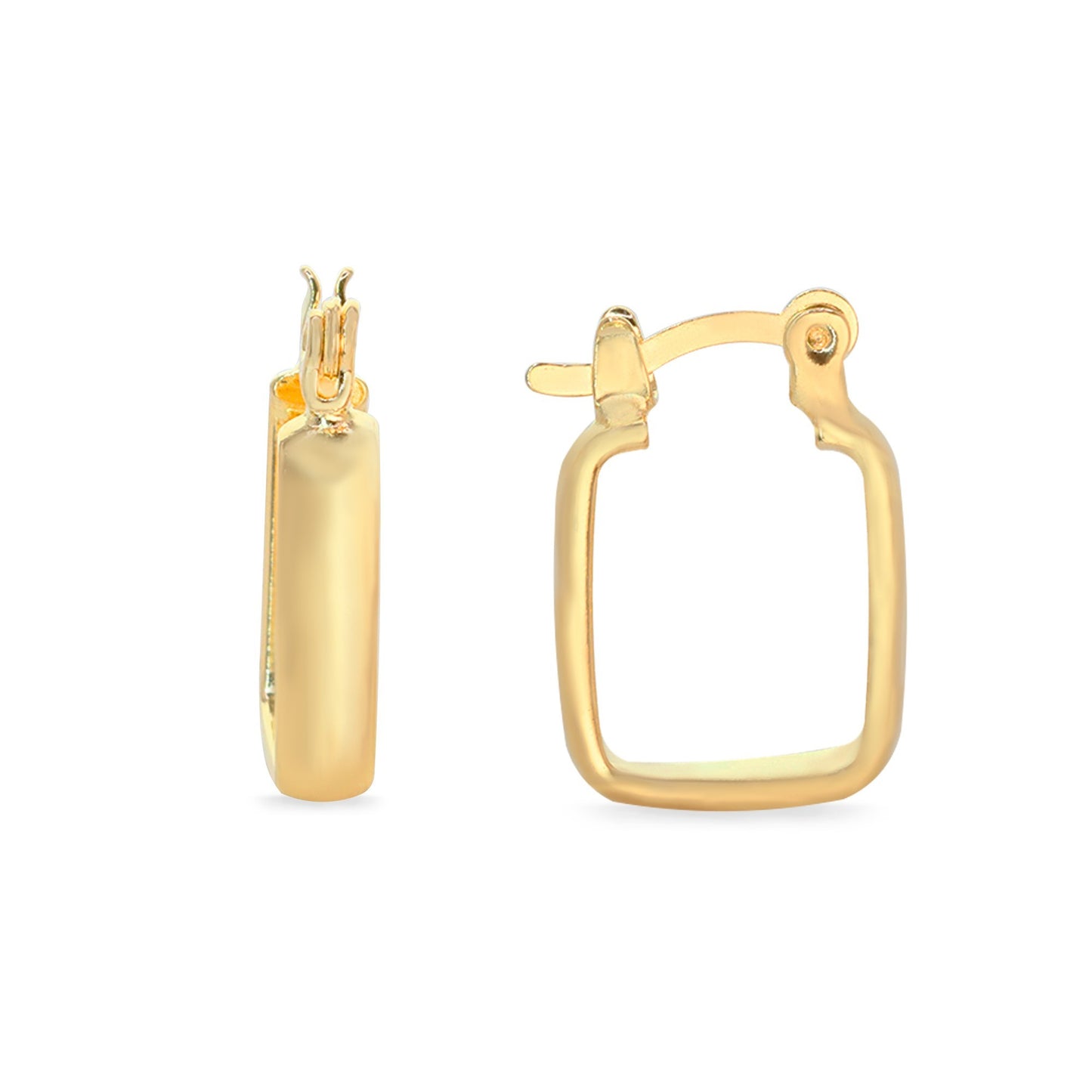 Aros Enchapado en Oro Argolla Diseño Rectangular con Broche Criollo