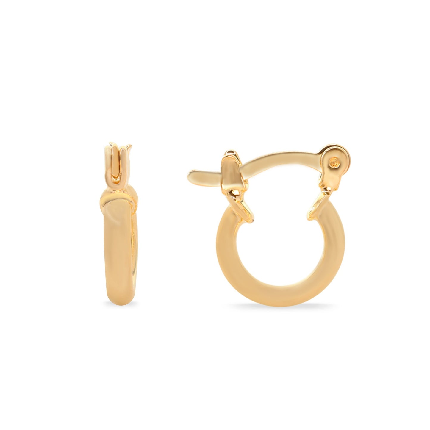 Aros Enchapado en Oro Diseño Argolla Pequeña Lisa con Broche Criollo