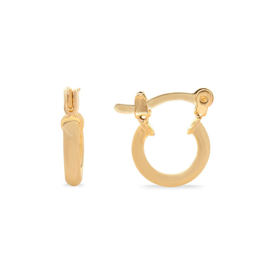 Aros Enchapado en Oro Diseño Argolla Pequeña Lisa con Broche Criollo