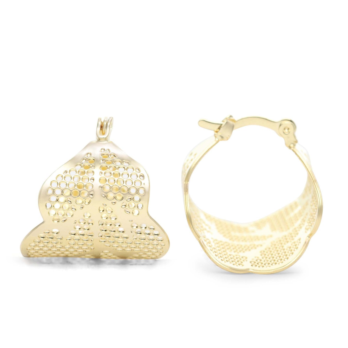Aros Enchapado en Oro Diseño Bote Hoja Calada