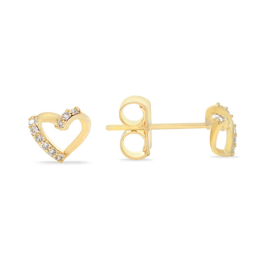 Aros Enchapado en Oro Diseño Corazón Calado con Circones