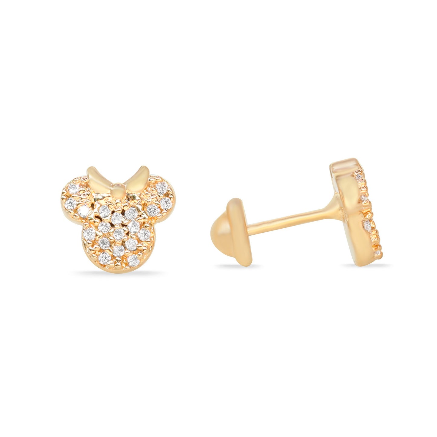 Aros Enchapado en Oro Estilo Minnie Mouse con Circones