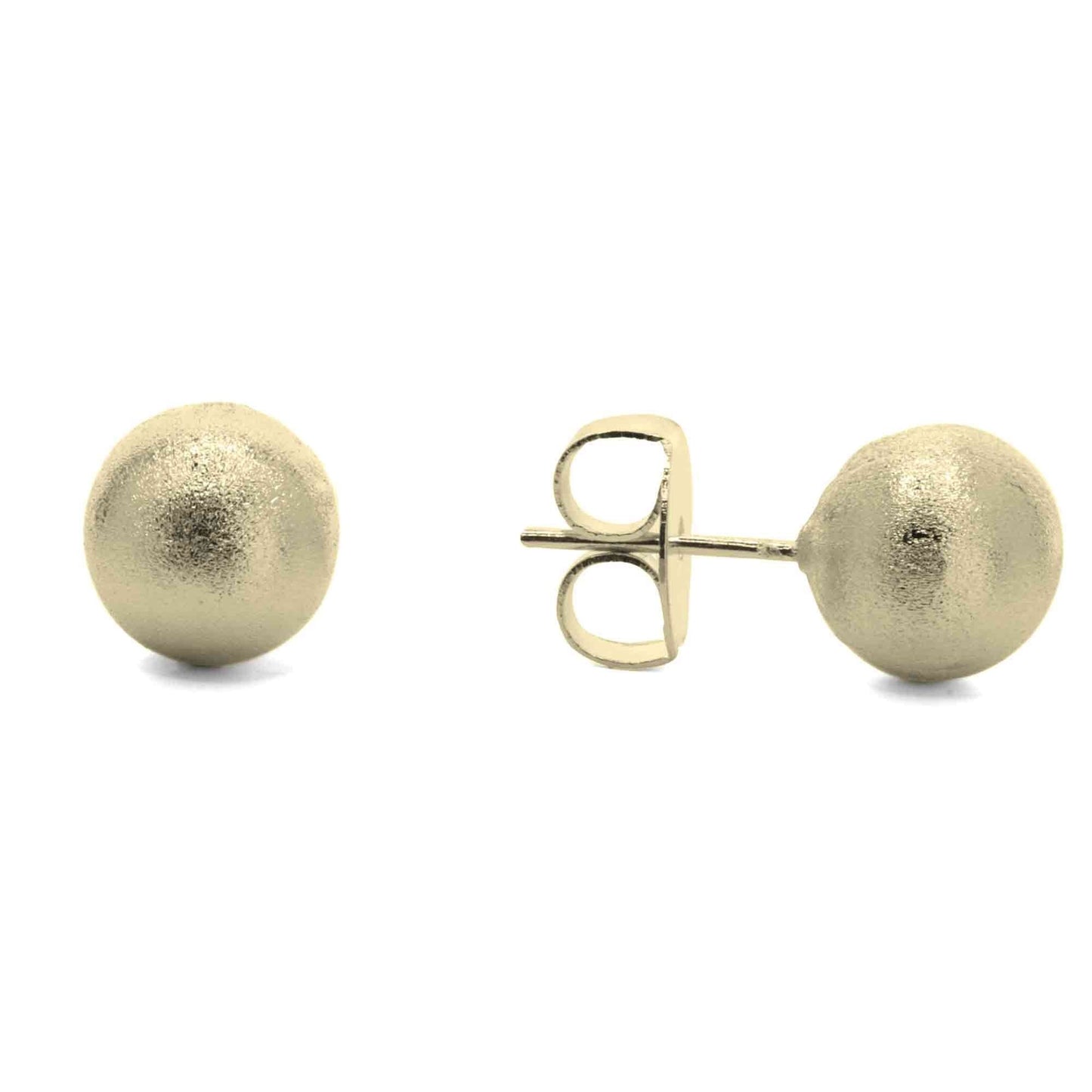Aros Enchapados en Oro Esferas Satinadas. Tamaño 9 mm.