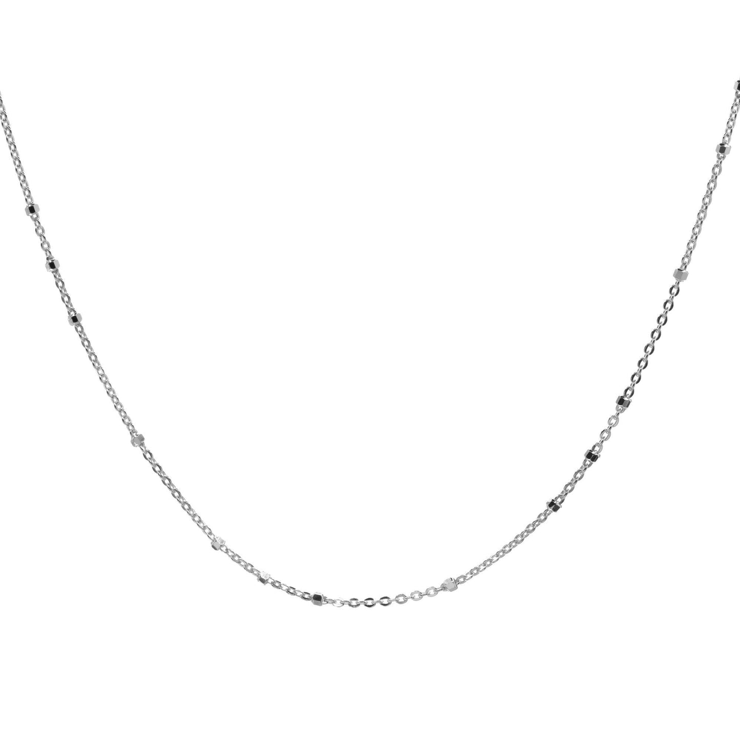 Cadena de Plata 925 Diseño Eslabón con Mini Tambores 40 cm