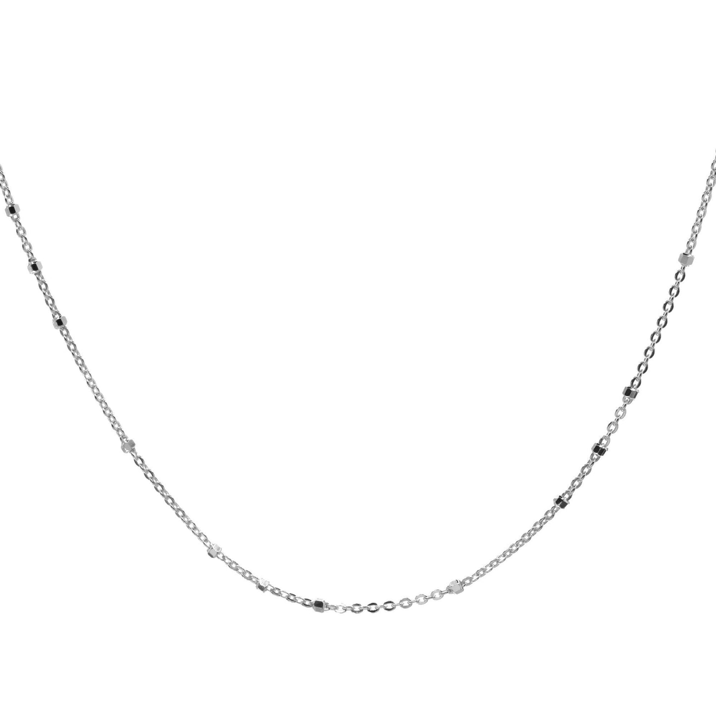 Cadena de Plata 925 Diseño Eslabón con Mini Tambores 45 cm