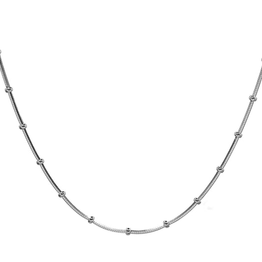 Cadena de Plata 925 Estilo Topo con Mini Cilindros 40 cm
