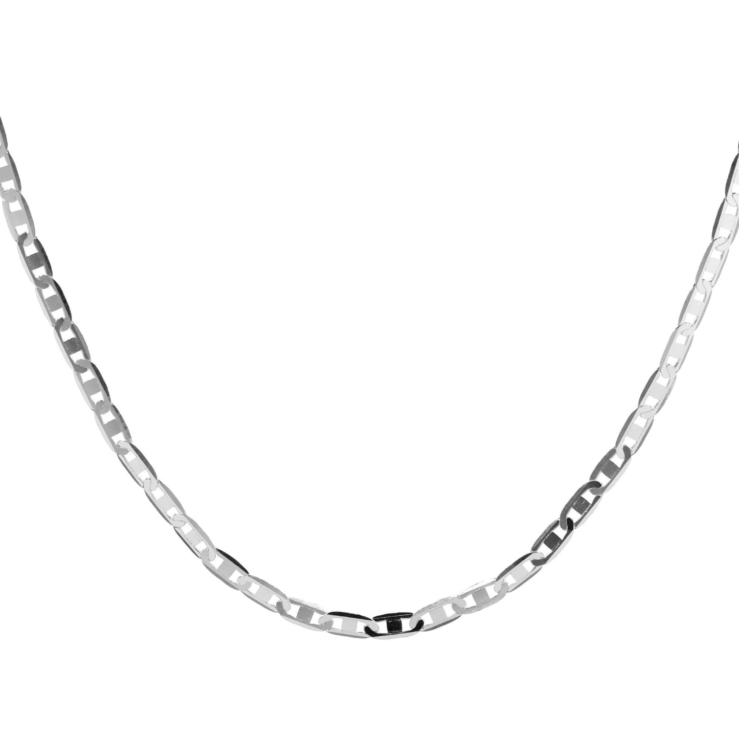 Cadena de Plata 925 Estilo Valentino Eslabón Liso 50 cm