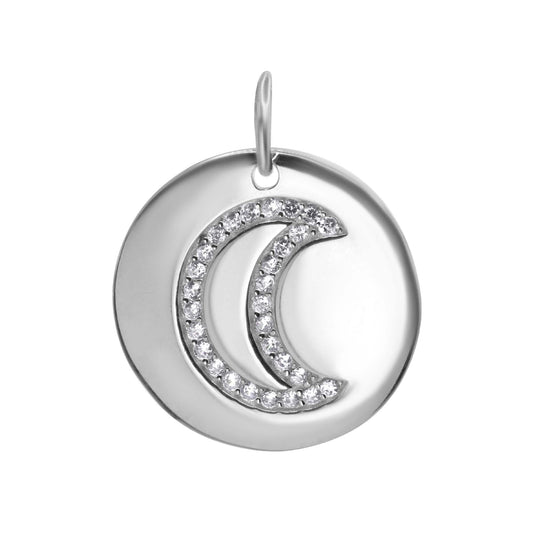 Colgante de Plata 925 Diseño Circular con Luna de Circones