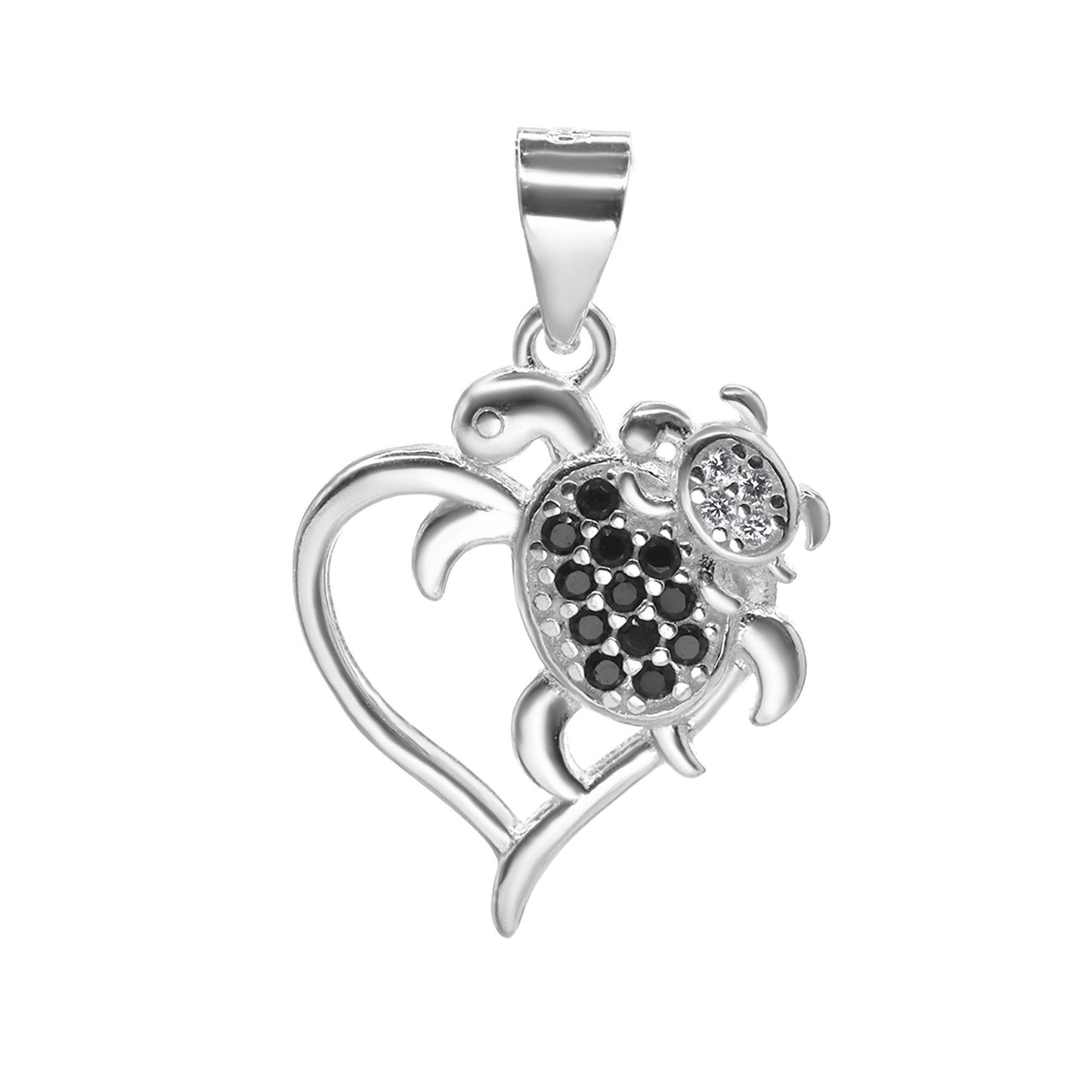 Colgante de Plata 925 Diseño Corazón Calado con Tortugas de Circones