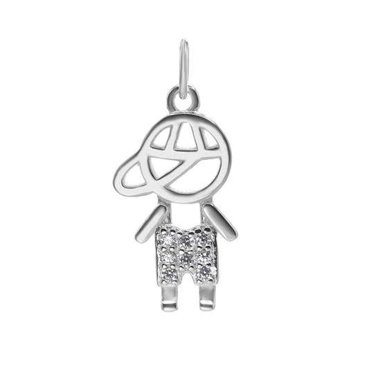 Colgante de Plata 925 Diseño Niño Calado con Circones