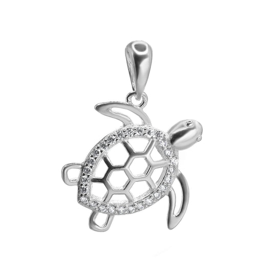 Colgante de Plata 925 Diseño Tortuga Calada con Circones