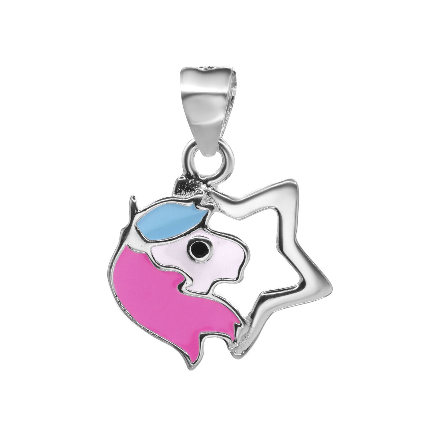 Colgante de Plata 925 Diseño Unicornio Esmaltado