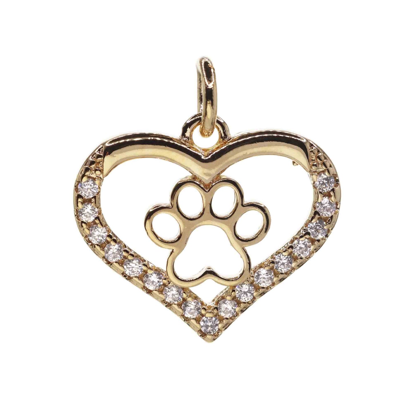 Colgante Enchapada en Oro Diseño Corazón con Huella y Circones