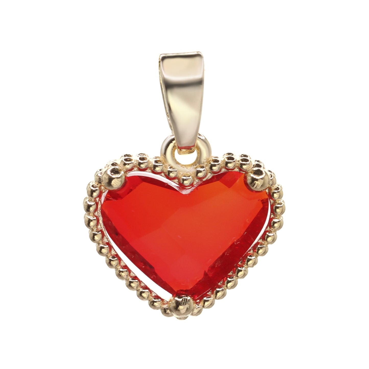 Colgante Enchapado en Oro Diseño Corazón con Cristal Rojo